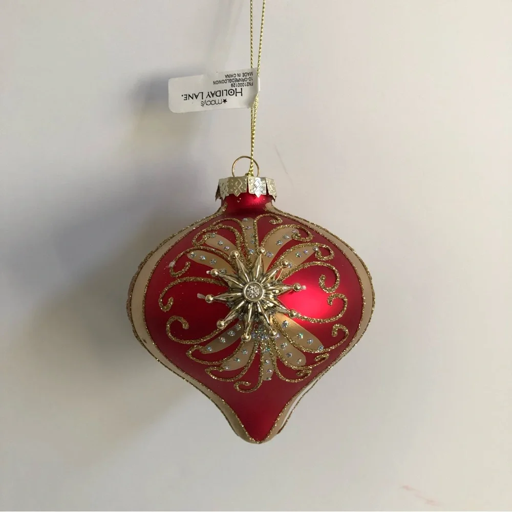 Holiday Lane - Blessed Red & Gold Ornament, NWT